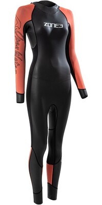 2024 Zone3 Mujer Venture Back Zip Swim Neopreno WS22WVEN101 - Black / Orange